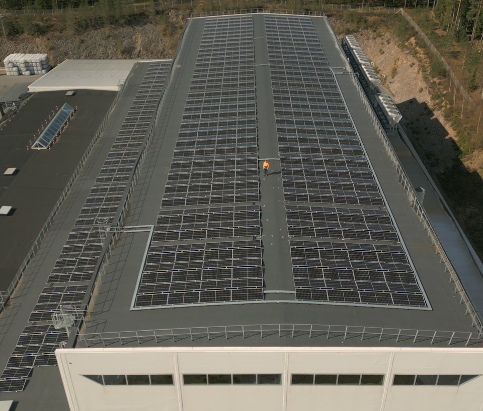 a building with solar panels a building with solar panels
