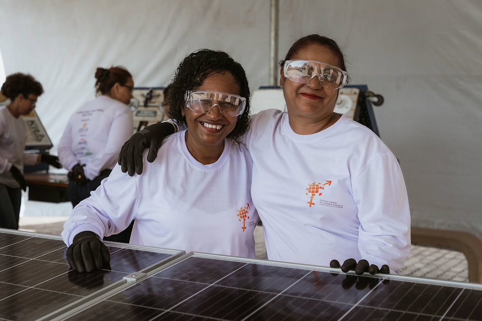 Women taking part in a training program for solar power technicians at Boa Sorte solar complex